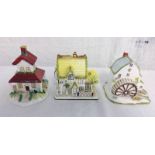 THREE COALPORT PORCELAIN HOUSES INCLUDING "THE MASTERS HOUSE" "SUMMER RETREAT" AND THE "WATERMILL"