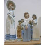 6 NAO PORCELAIN FIGURES INCLUDING GIRL WITH PUPPY & BOY WITH BALL ETC