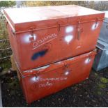 2 ORANGE TIN TRUNKS