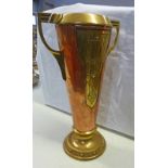 ART DECO STYLE COPPER & BRASS VASE MARKED TO BASE CEP 33CMS