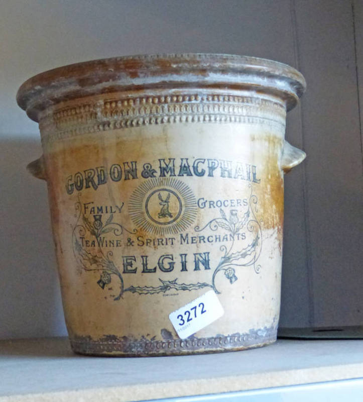GORDON MACPHAIL FAMILY GROCERS ELGIN BUTTER CROCK Condition Report: Very