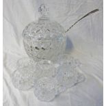 CUT GLASS PUNCH BOWL & CUPS
