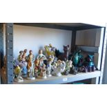 SELECTION OF VARIOUS PORCELAIN FIGURES INCLUDING ROYAL DOULTON CHAFFINCH,