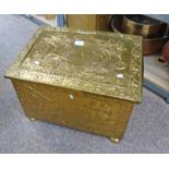 BRASS COAL BOX WITH GALLEONS