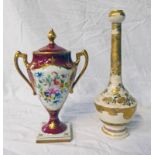 CONTINENTAL PORCELAIN LIDDED VASE AND SATSUMA VASE