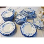 RIDGWAYS BLUE AND WHITE DINNER SERVICE WITH FLORAL DECORATION Condition Report: just