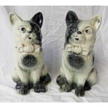 PAIR OF SCOTTISH POTTERY CATS 32CMS