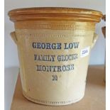 GEORGE LOW FAMILY GROCER MONTROSE BUTTER CROCK Condition Report: paint splatter to