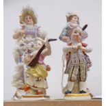 PAIR OF CONTINENTAL PORCELAIN MALE & FEMALE FIGURES 22 CM TALL & PAIR OF PORCELAIN MALE & FEMALE