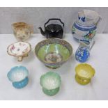 SELECTION OF PORCELAIN CONTAINING 19TH CENTURY TEAPOT, BESWICK PEDESTAL DISH,