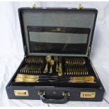 CASED CANTEEN OF GERMAN GOLD PLATED CUTLERY