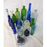 2 BOXES OF ASSORTED COLOURED AND PLAIN GLASS BOTTLES