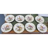 SET OF 8 19TH CENTURY DERBY PORCELAIN PLATES DECORATED WITH BIRDS Condition Report: