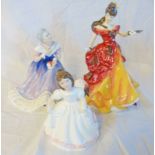 3 ROYAL DOULTON FIGURES INCLUDING AMANDA HN 3635 HAPPY ANNIVERSARY HN 3097,