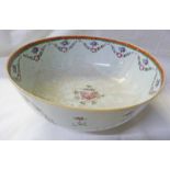 18TH CENTURY CHINESE FLORAL DECORATED BOWL - 28CM DIAMETER