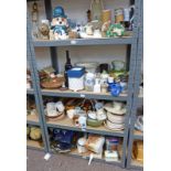 FOUR SHELVES OF PORCELAIN ORNAMENTS,