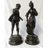PAIR OF METAL 19TH CENTURY STYLE FIGURES 50CMS