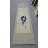 SCROLL PAINTING OF EASTERN LADY OVERALL LENGTH 203CMS