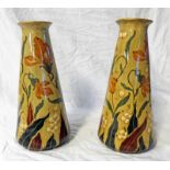 PAIR OF ART NOUVEAU TAPERED VASES 30 CM