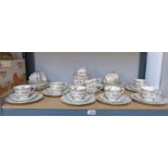 CROWN STAFFORDSHIRE TEA SET WITH GILT & FLORAL DECORATION