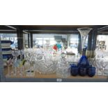 A LARGE SELECTION OF CRYSTAL INCLUDING DECANTERS,
