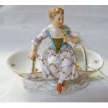 MEISSEN PORCELAIN DISH, GIRL WITH FLOWERS 11.