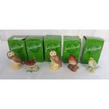 SELECTION OF FIVE ROYAL DOULTON BESWICK BIRD FIGURES INCLUDING ROBIN, TAWNY OWL, WREN AND OTHERS,