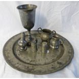 PEWTER PLATE & VARIOUS OTHER PEWTER 42 CMS