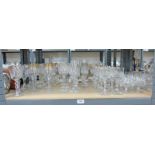 SELECTION OF CRYSTAL GLASSES INCLUDING BRANDY, WINE AND CHAMPAGNE FLUTES ETC.
