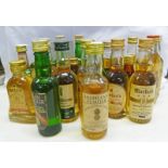 VARIOUS WHISKY MINIATURES INCLUDING JOHN BEGG 70° PROOF,