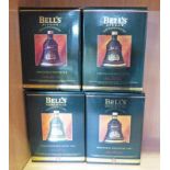 4 BELLS WHISKY CHRISTMAS DECANTERS: 1992, 1993, 1994 & 1995,