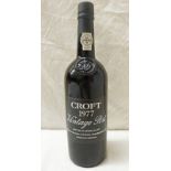 ONE BOTTLE OF CROFT 1977 VINTAGE PORT