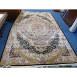 BLUE GROUND WOVEN SILK CARPET 300 X 200CM