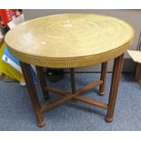 COFFEE TABLE WITH MIDDLE EASTERN INCISED TRAY TOP