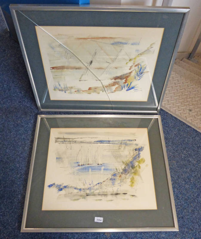 BIRDSEY, BOATING SCENES, SIGNED, PAIR FRAMED WATERCOLOURS,