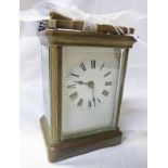 FRENCH BRASS & GLASS PANELLED CARRIAGE CLOCK Condition Report: appears to work but