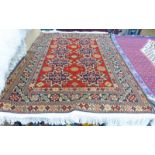 MIDDLE EASTERN BLACK & RED RUG 150 X 112CM