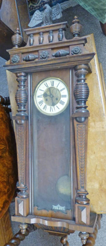 19TH CENTURY VIENNA STYLE MAHOGANY CASED WALL CLOCK