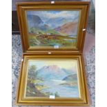 DAVID WATTS HIGHLAND CATTLE IN THE TROSSACHS & LOCH TAY GILT FRAMED OIL PAINTINGS BOTH SIGNED