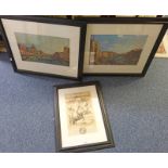 2 FRAMED PRINTS OF VENICE & FRAMED PRINT OF HORSE