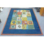 RED AND BLUE RUG WITH BLOCK PATTERN DECORATION 218 X 160CM