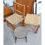ARTS & CRAFTS STYLE CARVED STOOL,