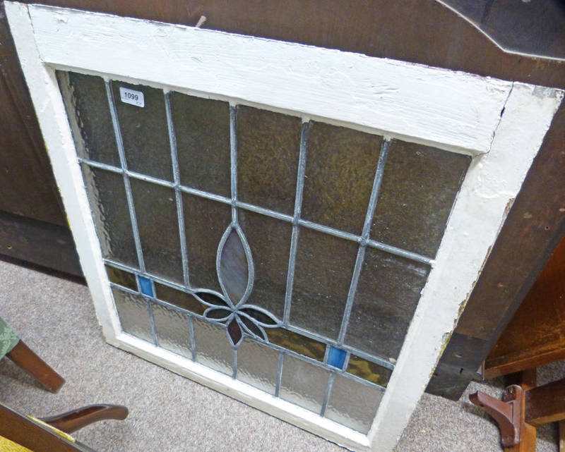 10 FRAMED LEADED GLASS PANELS OVERALL 66 X 69CM