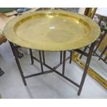 EASTERN BRASS TRAY TOPPED FOLDING TABLE