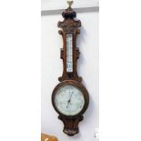 CARVED OAK CASED WALL BAROMETER