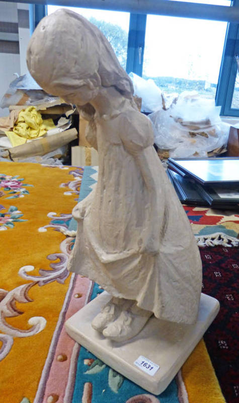 SCULPTURE OF A GIRL IN A DRESS INITIALLED K.S.