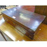 19TH CENTURY MAHOGANY WRITING SLOPE WITH BRASS DECORATION