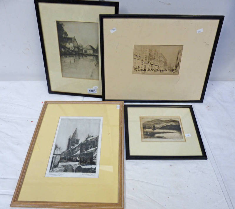 4 FRAMED ETCHINGS: THE CHANNERY, BRECHIN,