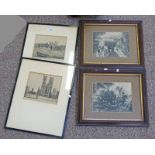 FRAMED ETCHINGS WESTMINSTER ABBEY AND THE TOWER OF LONDON BY W.S. SCHRIDER R.A.
