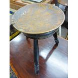 ARTS & CRAFTS POKER WORK STOOL "WHA DAUR MEDDLE WI ME"